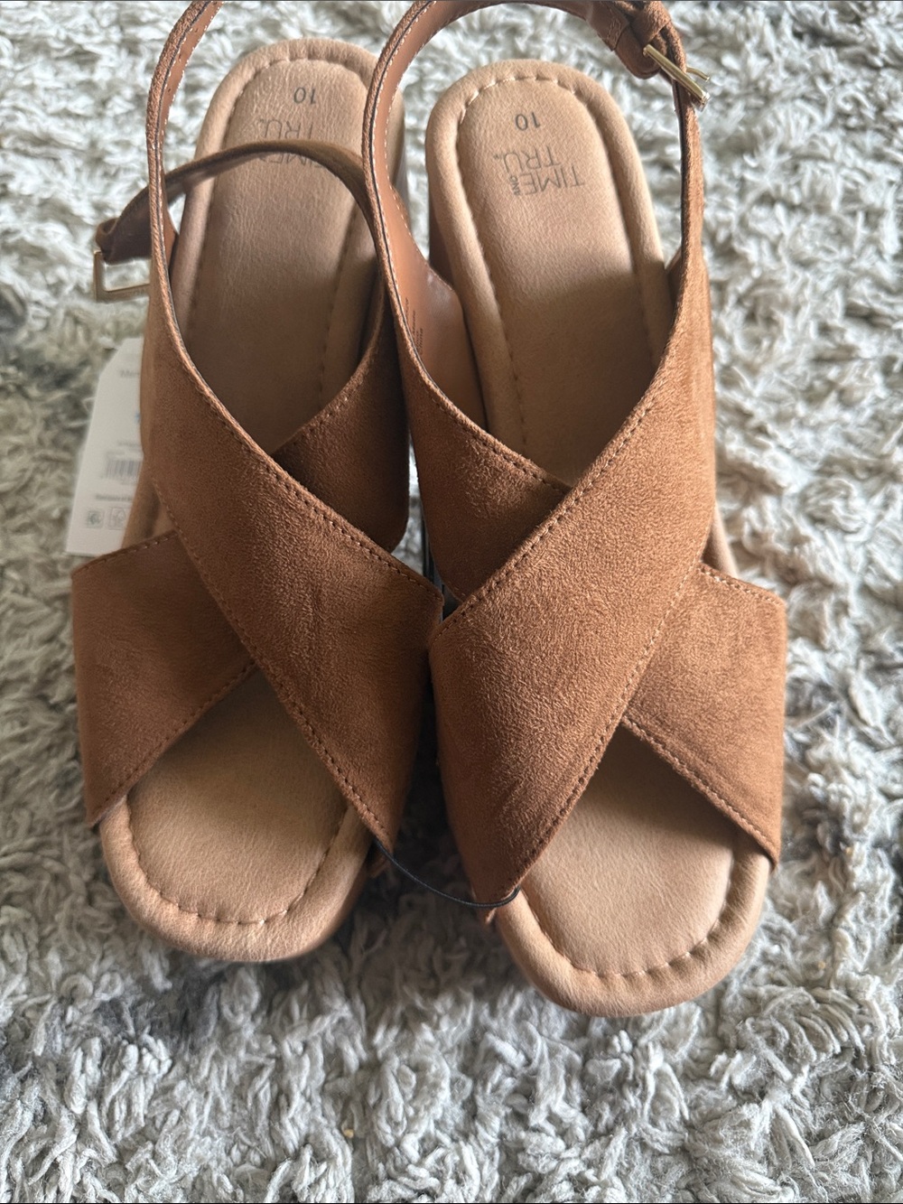 Time and true Brown Suede Crisscross Slingback Heels